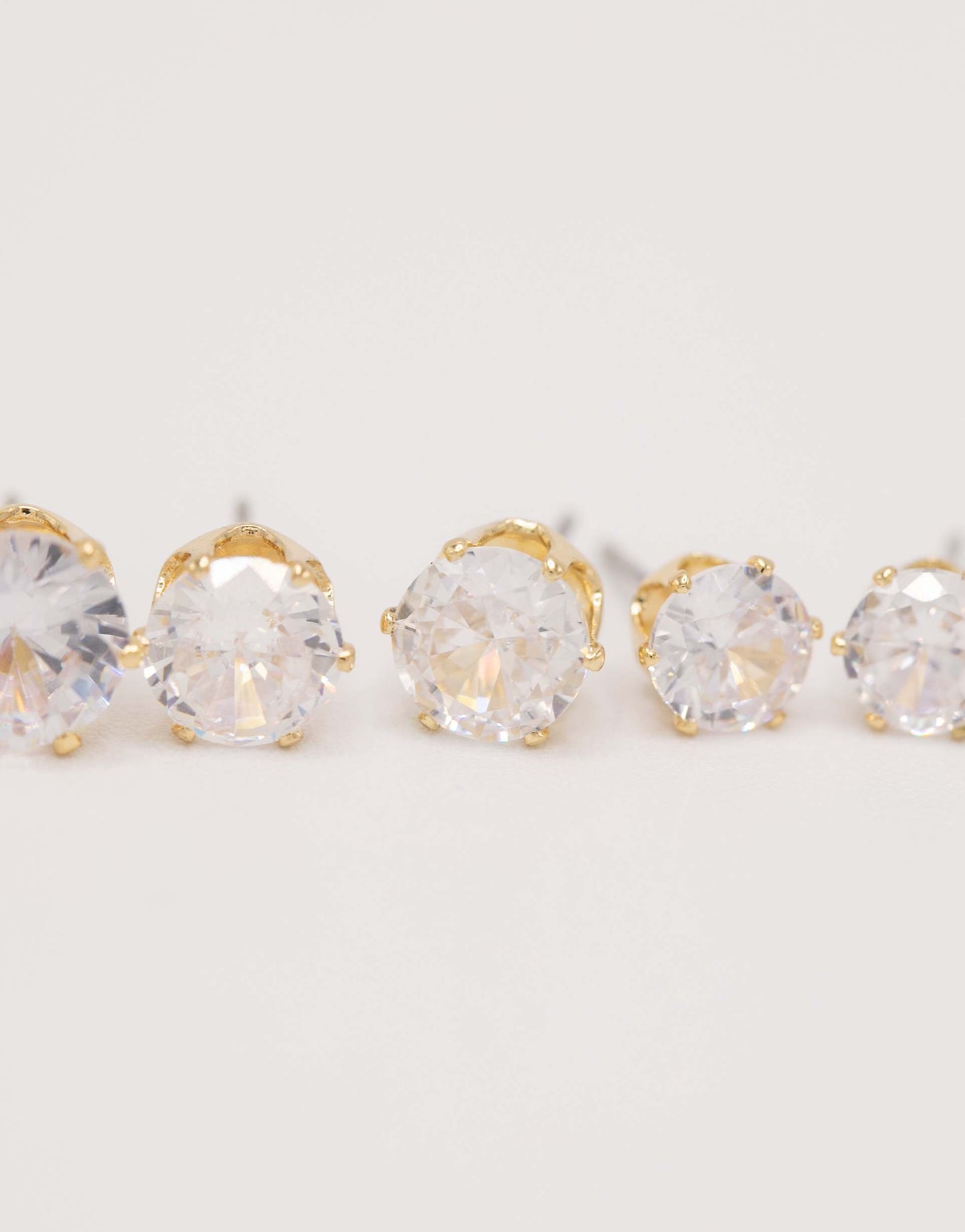 Classic Gold Round Cubic Zirconia Earrings 6-Pack