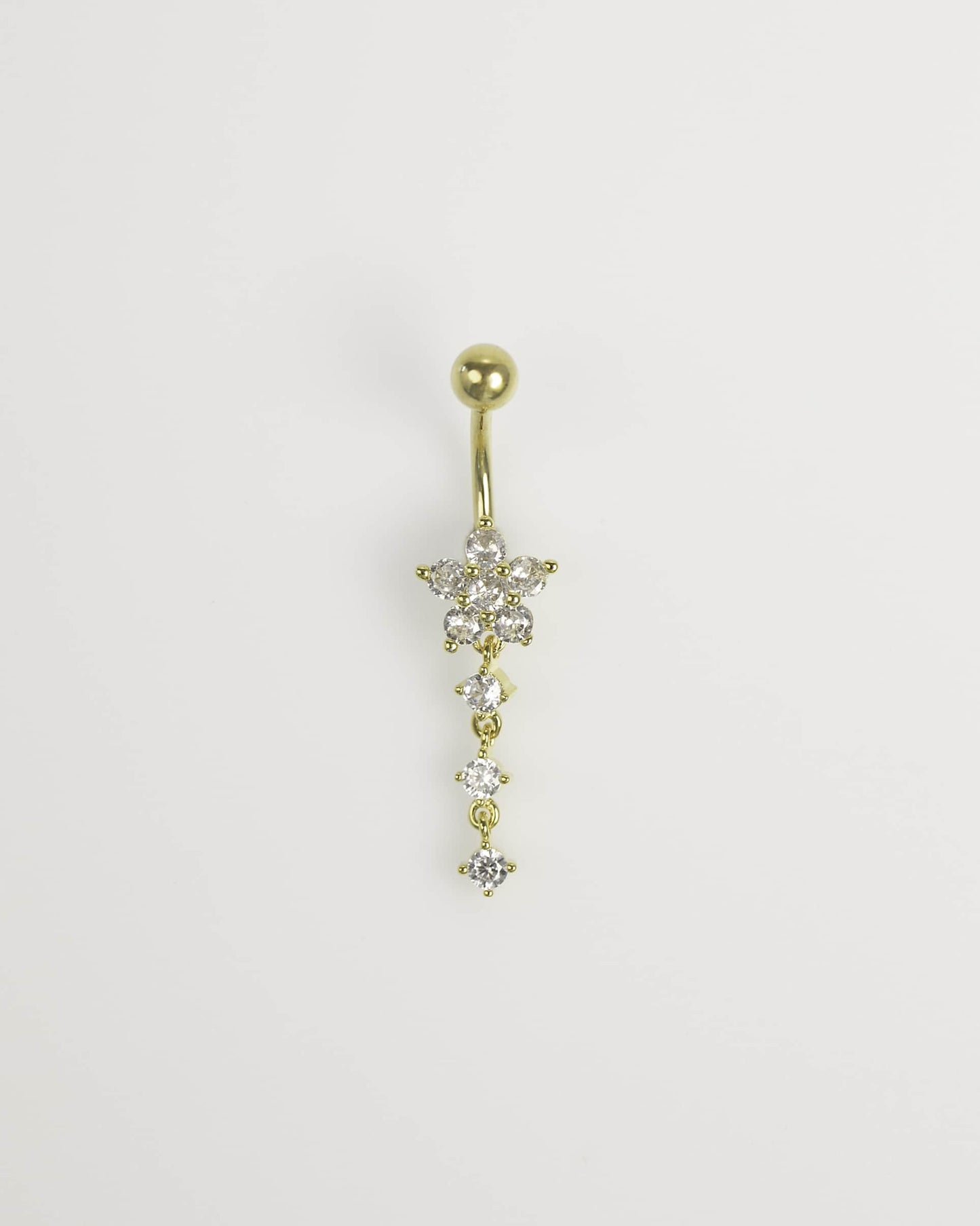 Gold Plated Surgical Steel Cubic Zirconia Triple Belly Ring