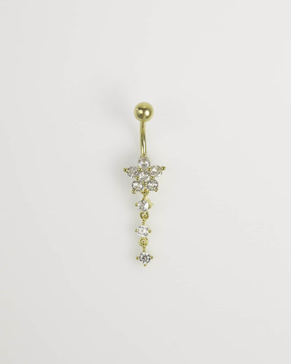 Gold Plated Surgical Steel Cubic Zirconia Triple Belly Ring