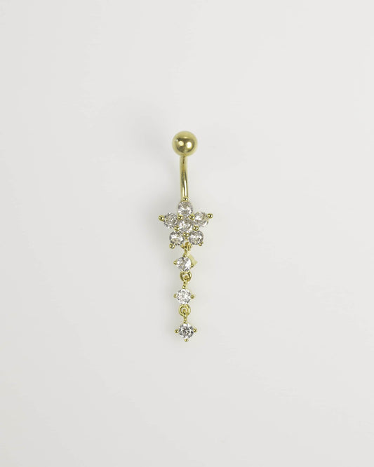 Gold Plated Surgical Steel Cubic Zirconia Triple Belly Ring