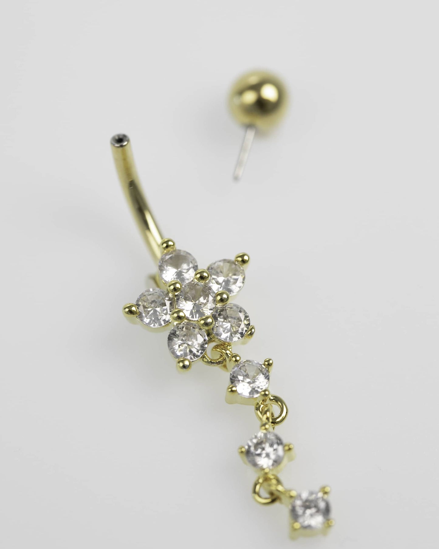 Gold Plated Surgical Steel Cubic Zirconia Triple Belly Ring