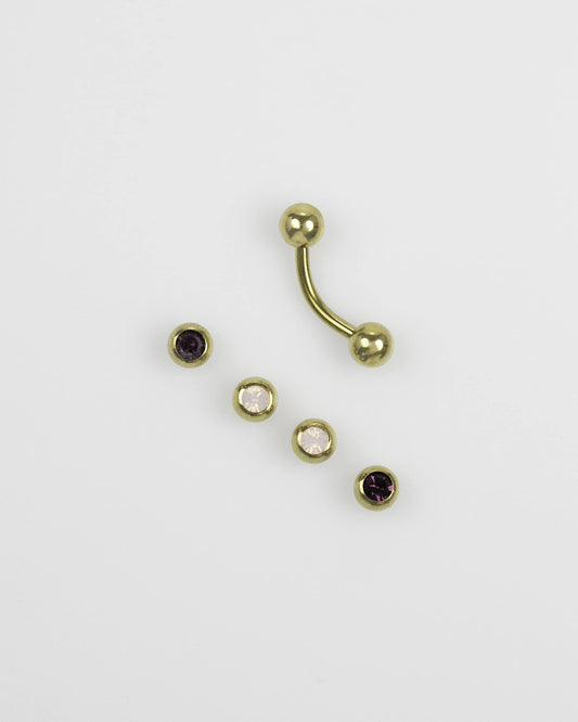 Gold Plated Surgical Steel Classic Interchangeable Belly Piercing Pack