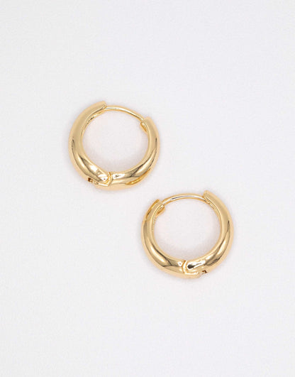 Classic Gold Plated Brass Chunky Hoop Earrings 3-Pack