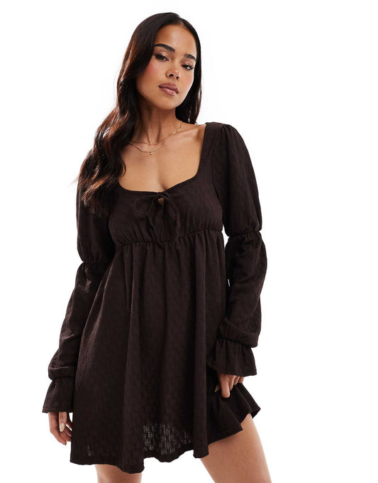 Long Sleeve Milkmaid Smock Dress