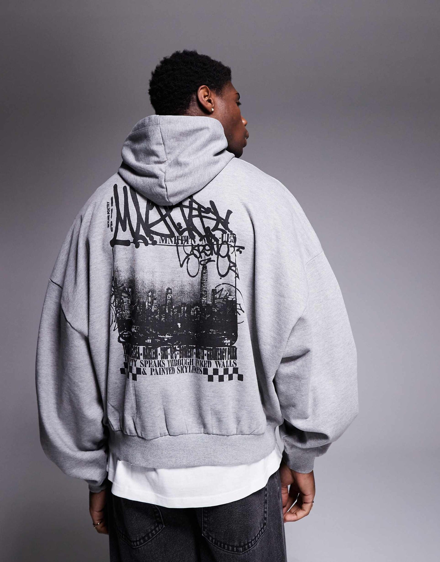 Extreme Oversized Hoodie With Graffiti Print