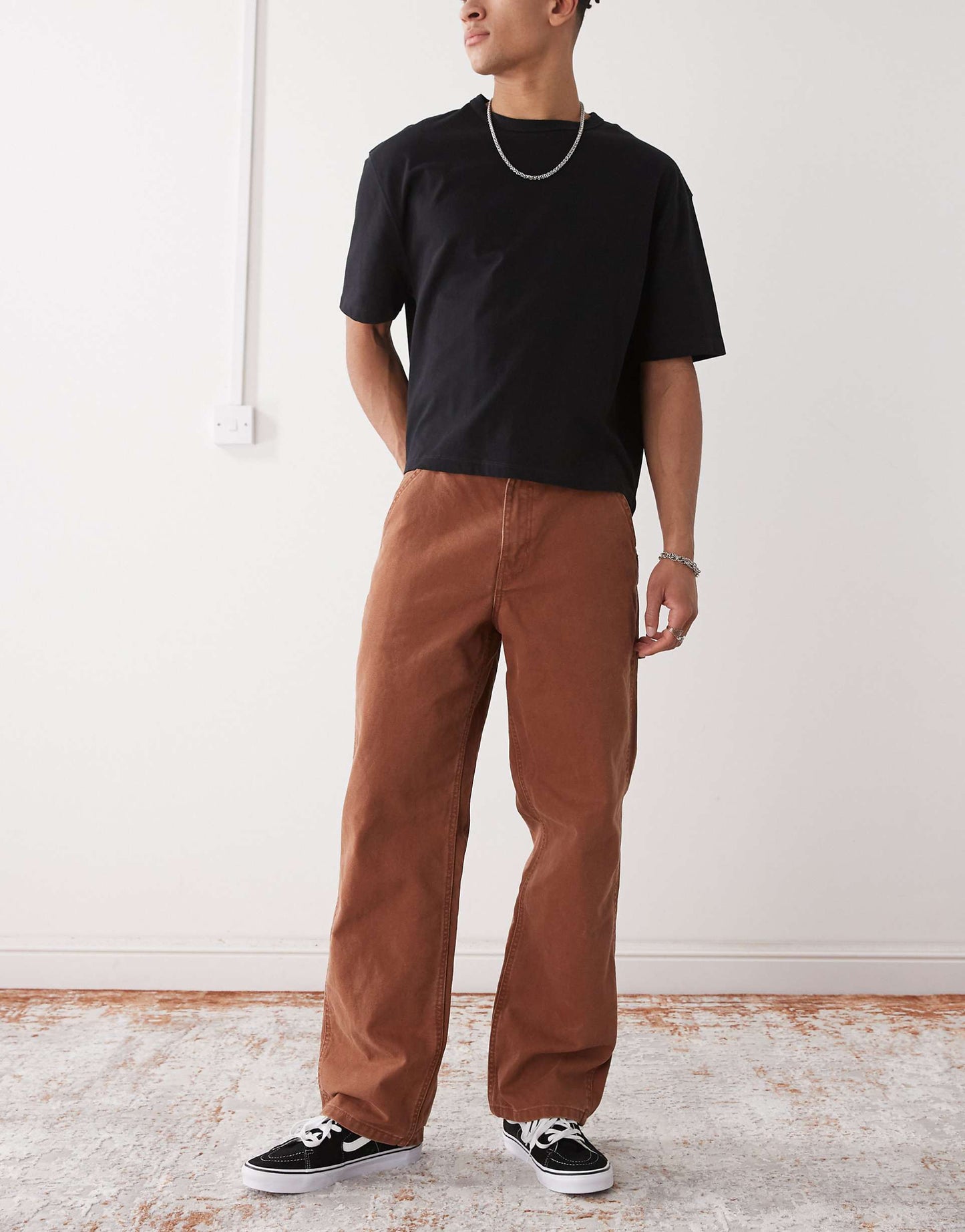 Drill Chore Loose Fit Carpenter Trousers With Vintage Wash