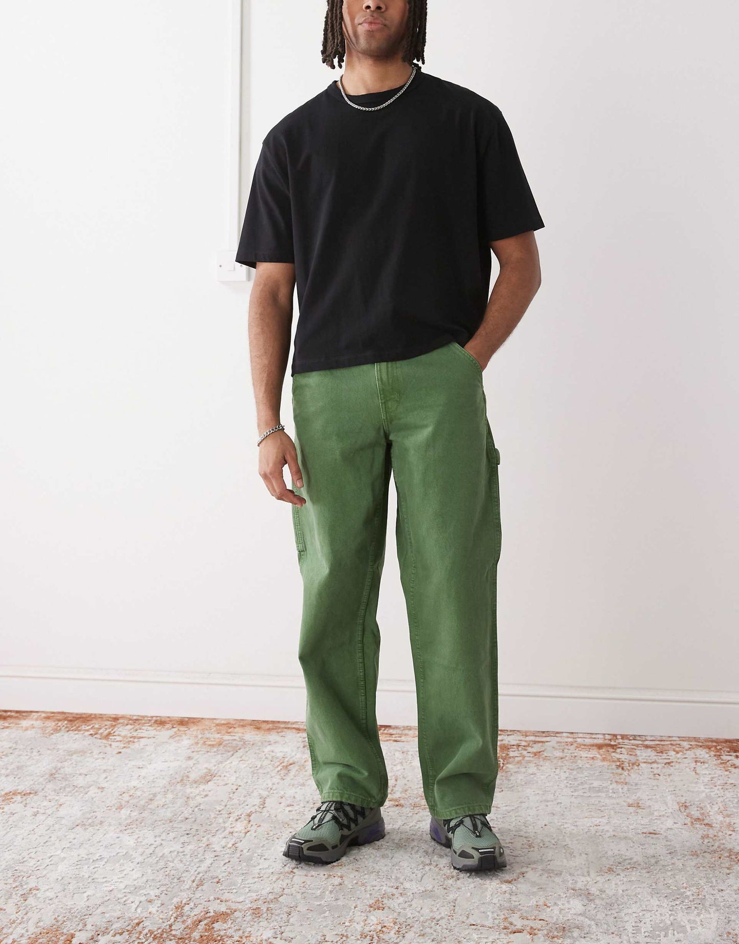 Drill Chore Loose Fit Denim Carpenter Trousers