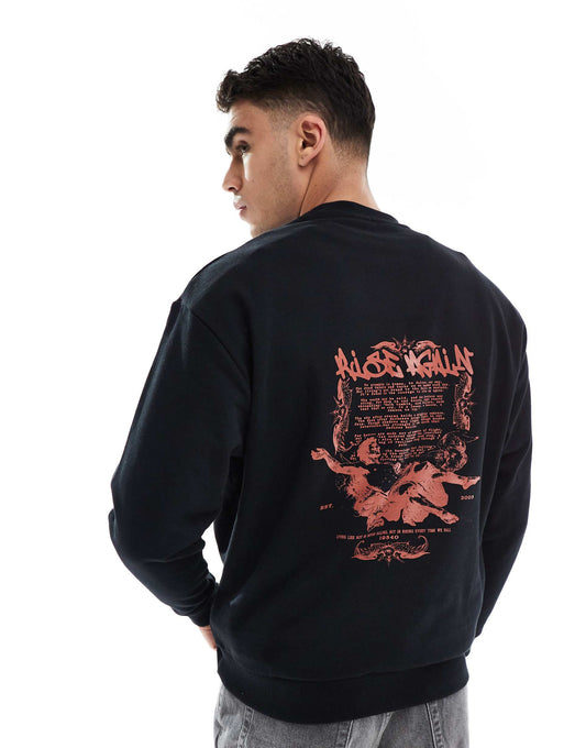 Oversized Sweatshirt With Graffiti Back Print
