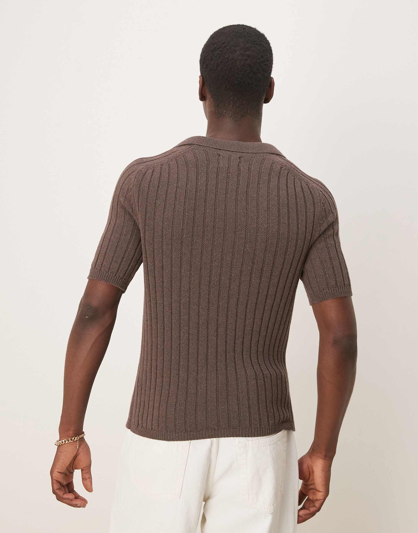 Muscle Fit Boxy Knitted Rib Polo