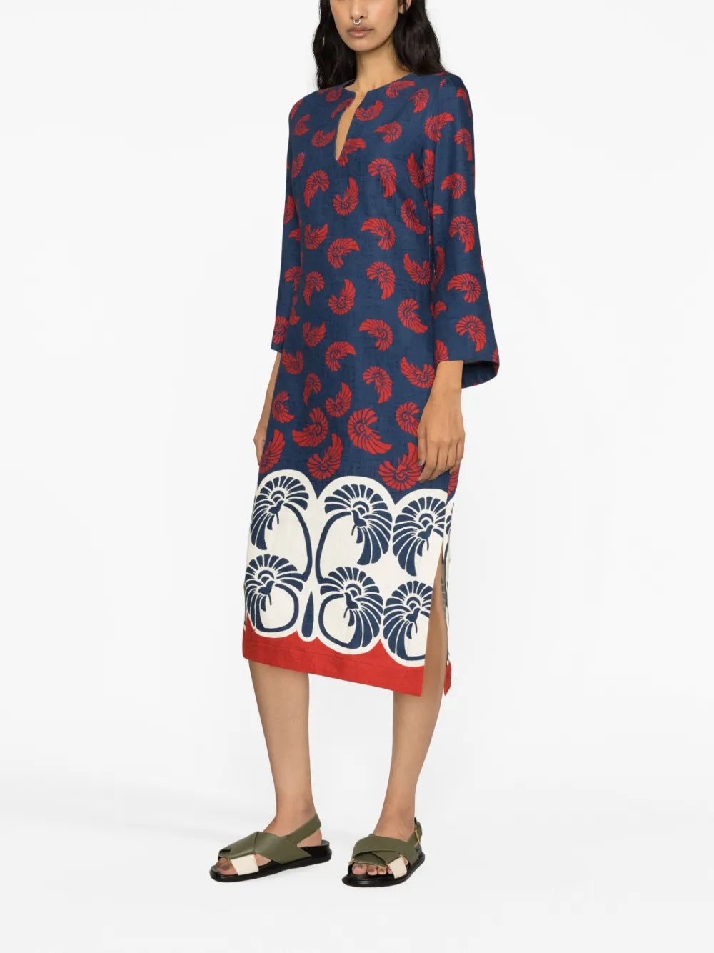 Monogram-Pattern Midi Dress