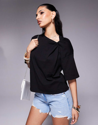 Twist Shoulder Detail T-Shirt