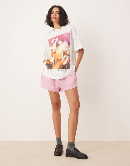 Oversized T-Shirt With Floral Photographic