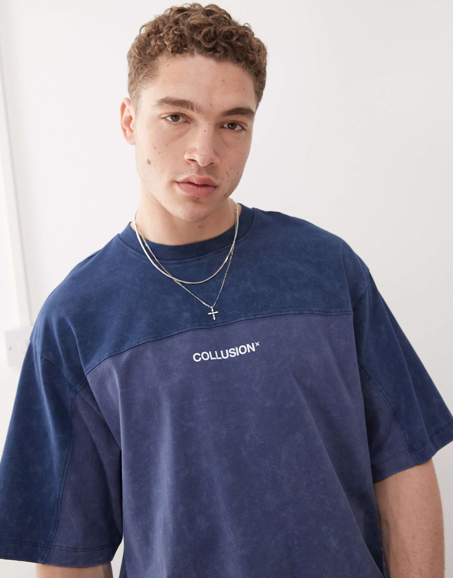 Blue Spliced Boxy Logo T-Shirt