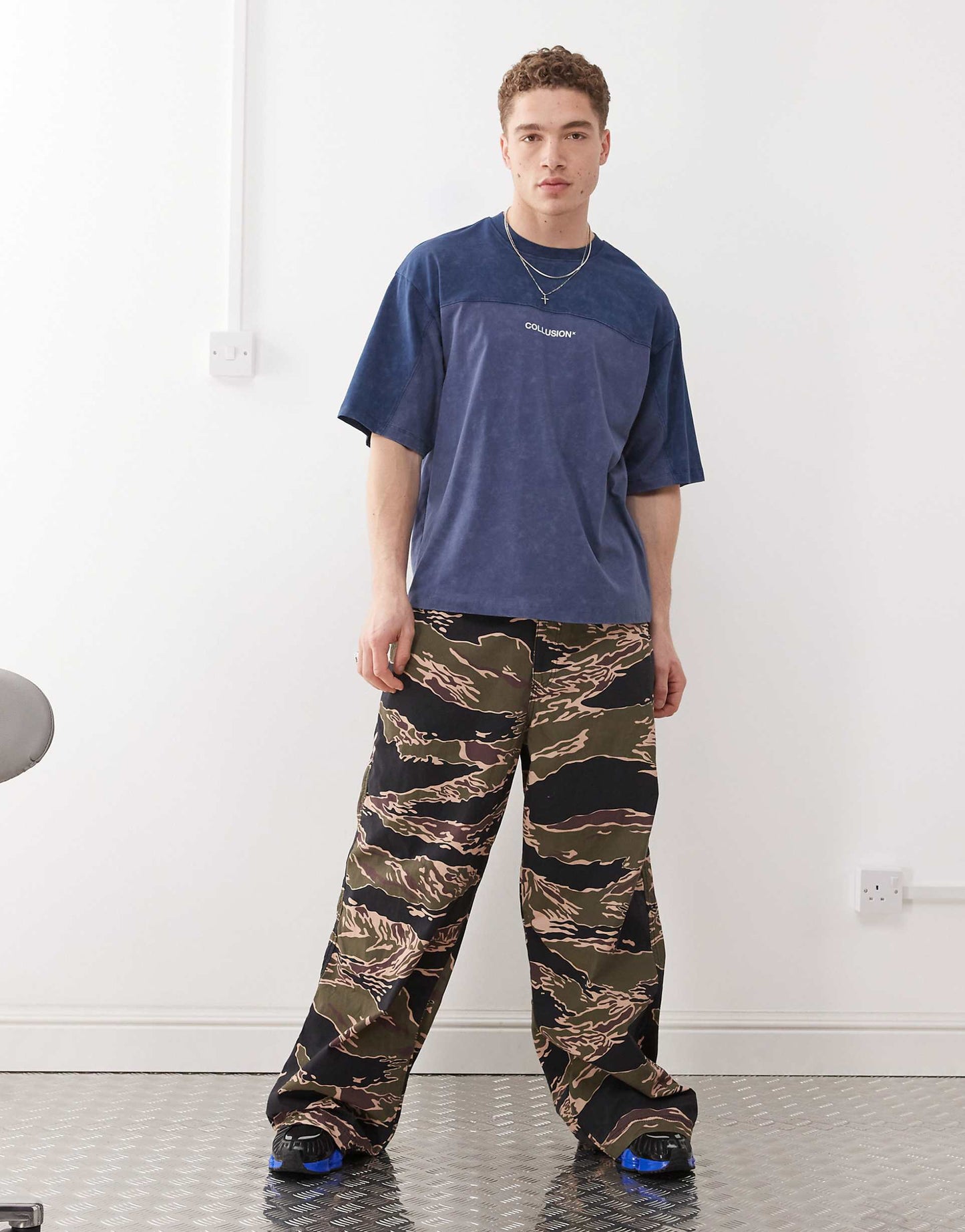 Blue Spliced Boxy Logo T-Shirt
