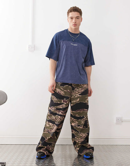 Blue Spliced Boxy Logo T-Shirt