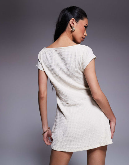 Asymmetric Button Through Cap Sleeve Mini Dress