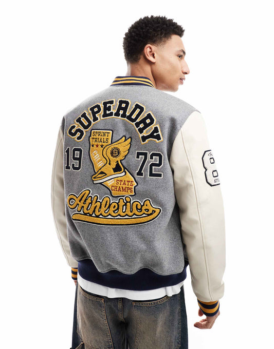 College Patched Bomber Jacket