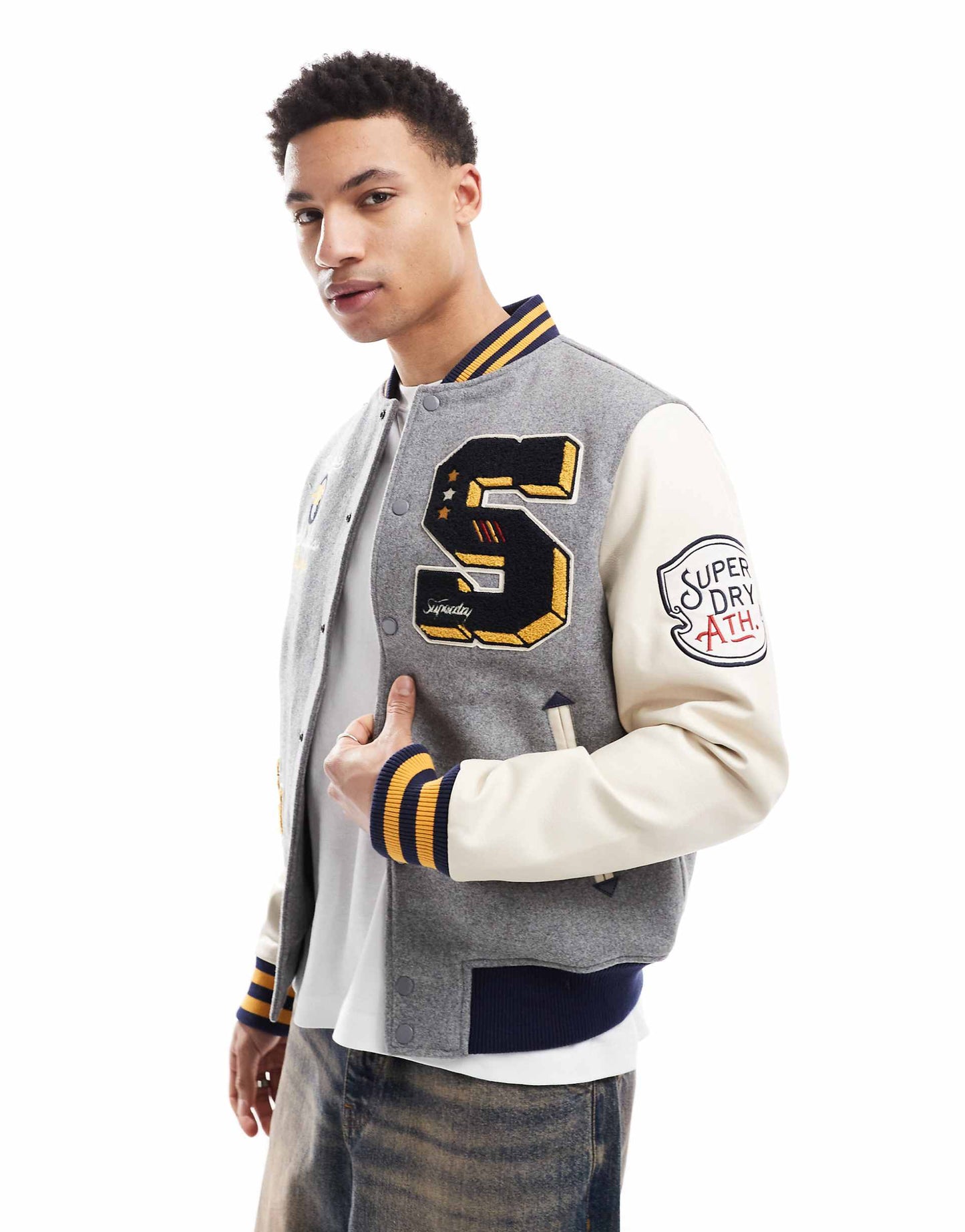 College Patched Bomber Jacket