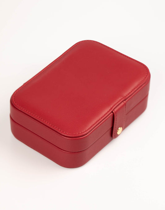 Red Faux Leather  Rectangular Jewellery Case