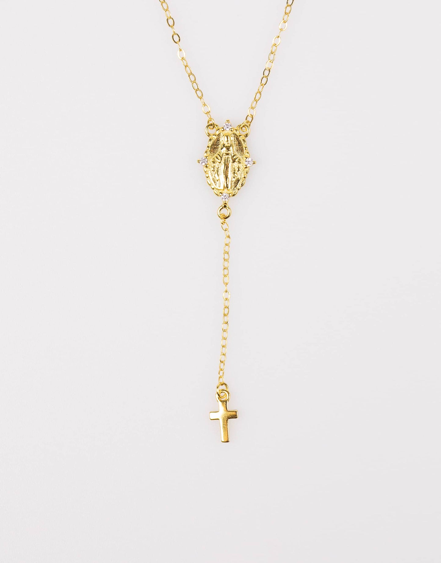 Gold Plated Sterling Silver Rosary Cross Necklace