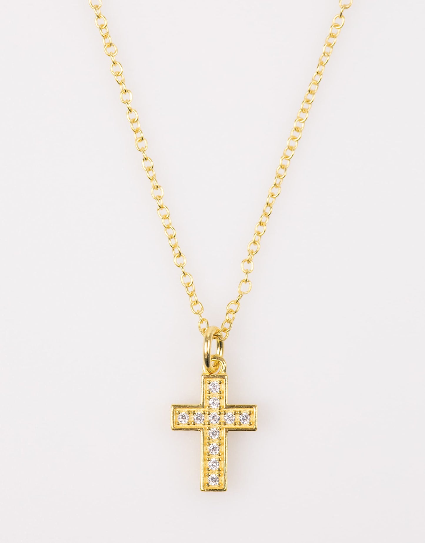 Gold Plated Sterling Silver Cubic Zirconia Cross Necklace