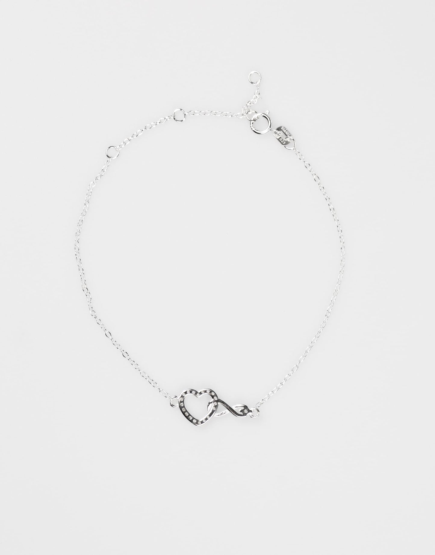 Sterling Silver Infinity & Cubic Zirconia Heart Link Bracelet