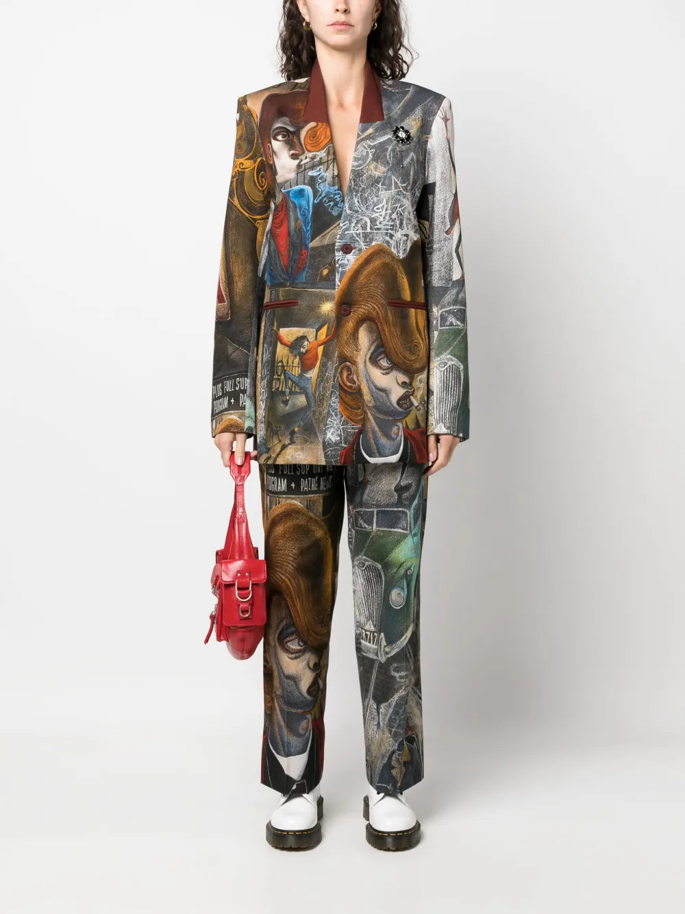 Graphic-Print Straight-Leg Trousers
