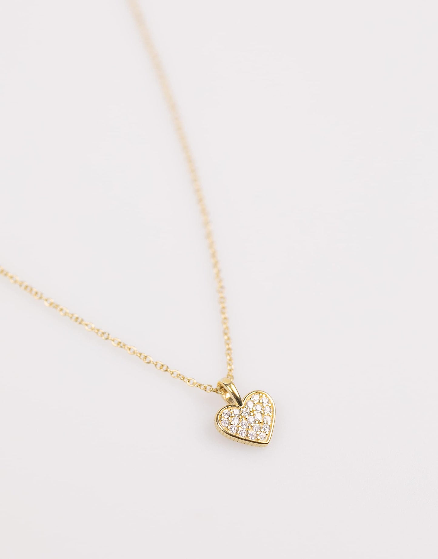 Gold Plated Sterling Silver Pave Cubic Zirconia Heart Necklace