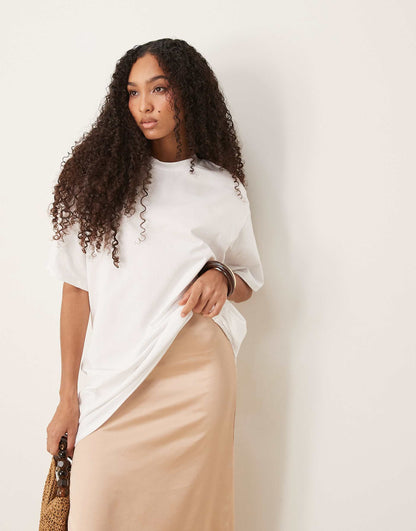 Satin Cami Midi Dress With Oversize T-Shirt Overlay