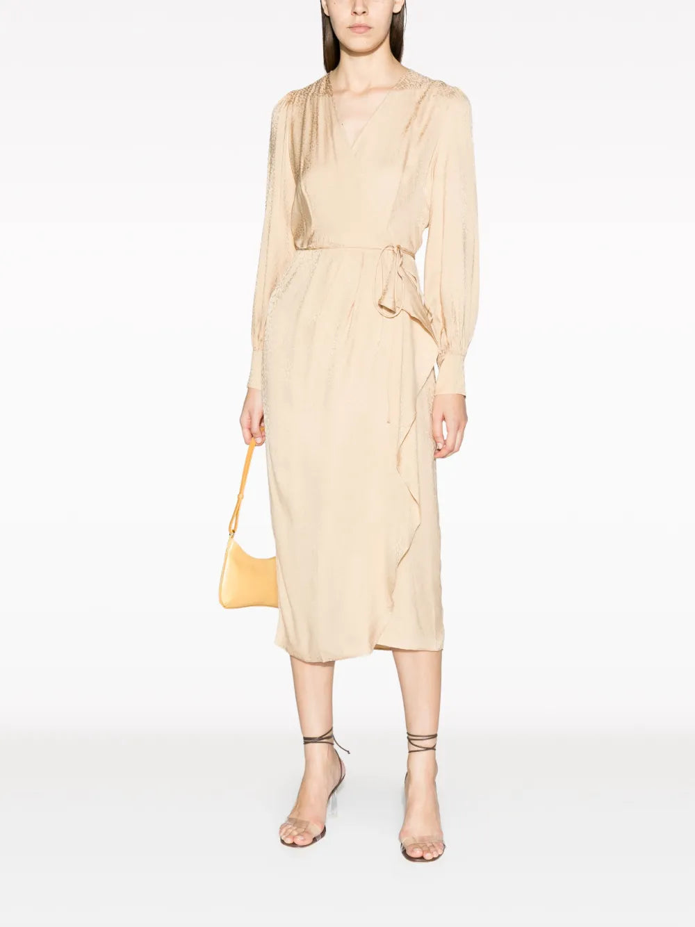Wraparound Draped-Detail Midi Dress