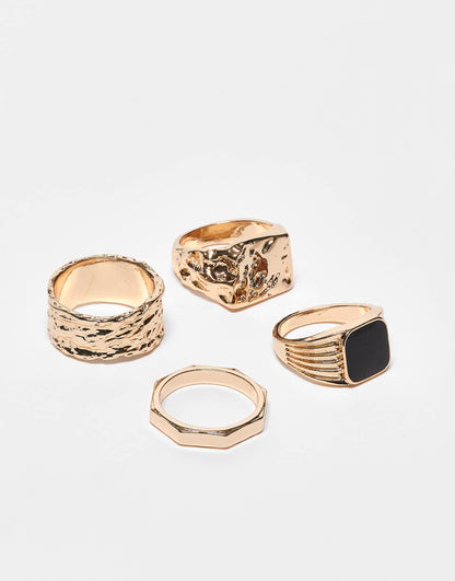 4 Pack Molten Signet Ring Pack