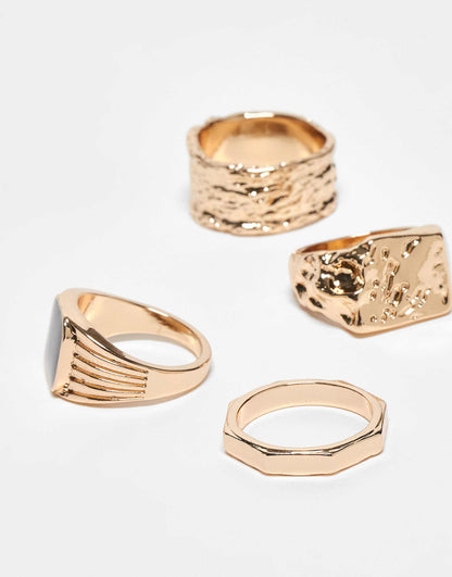 4 Pack Molten Signet Ring Pack