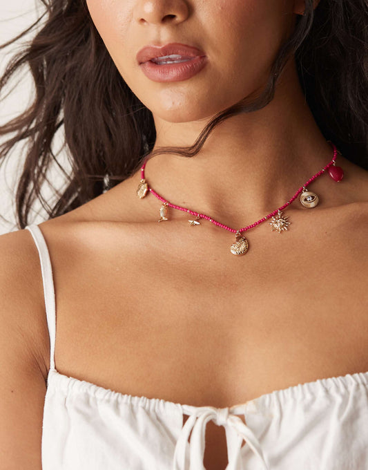 Charm Necklace With Beads