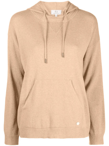 Logo-Plaque Fine-Knit Hoodie