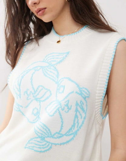 Knitted Tank With Fish Print