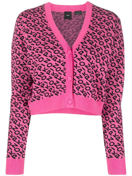 Logo-Jacquard V-Neck Cardigan