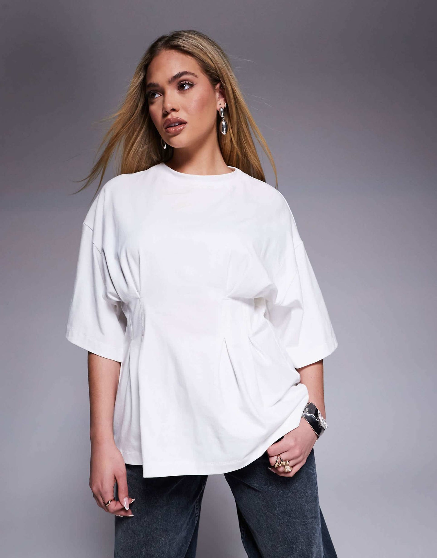 Corset Pleat Waist T-Shirt