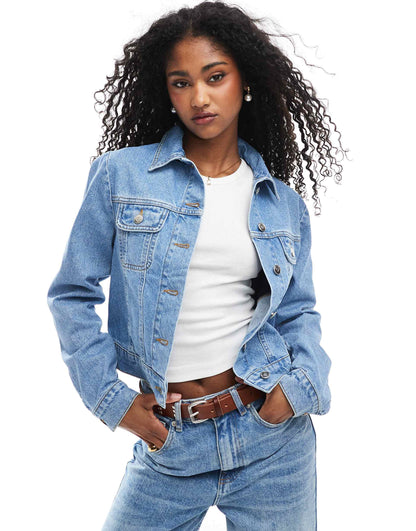 Denim Western Jacket With Puff Sleeve