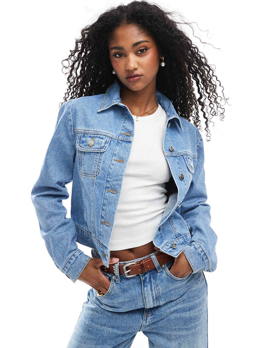 Denim Western Jacket With Puff Sleeve