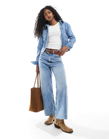 Denim Western Jacket With Puff Sleeve