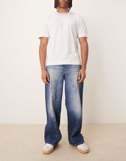 Super Baggy Jeans With Piping Seam Detail