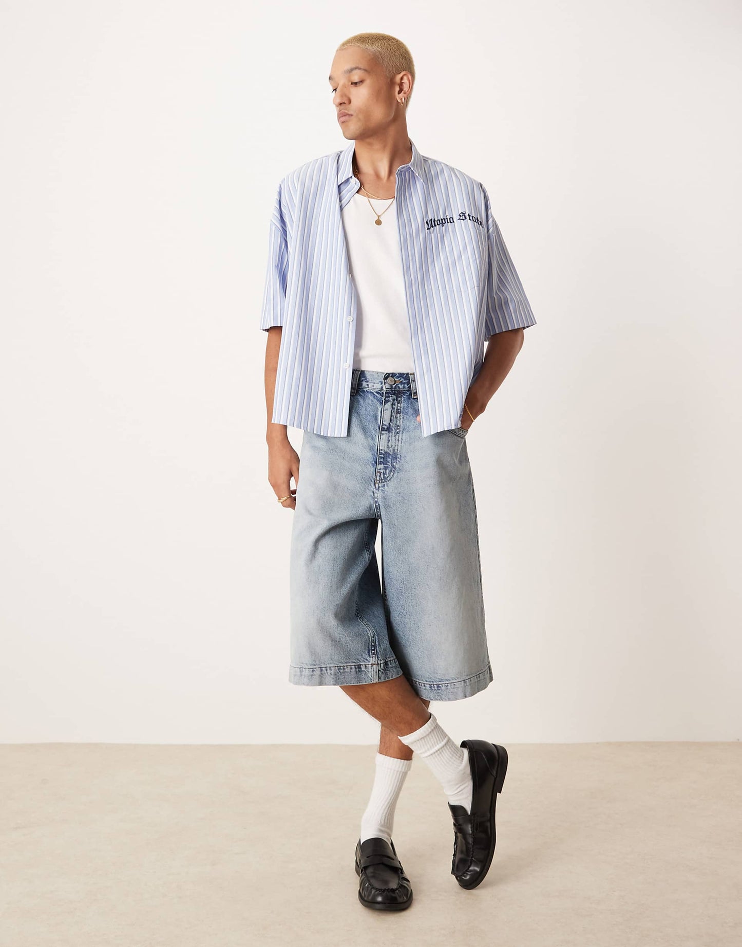 Longer Length Denim Jorts With Tint
