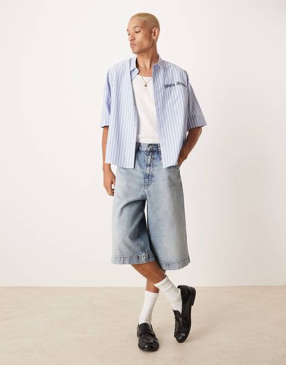 Longer Length Denim Jorts With Tint