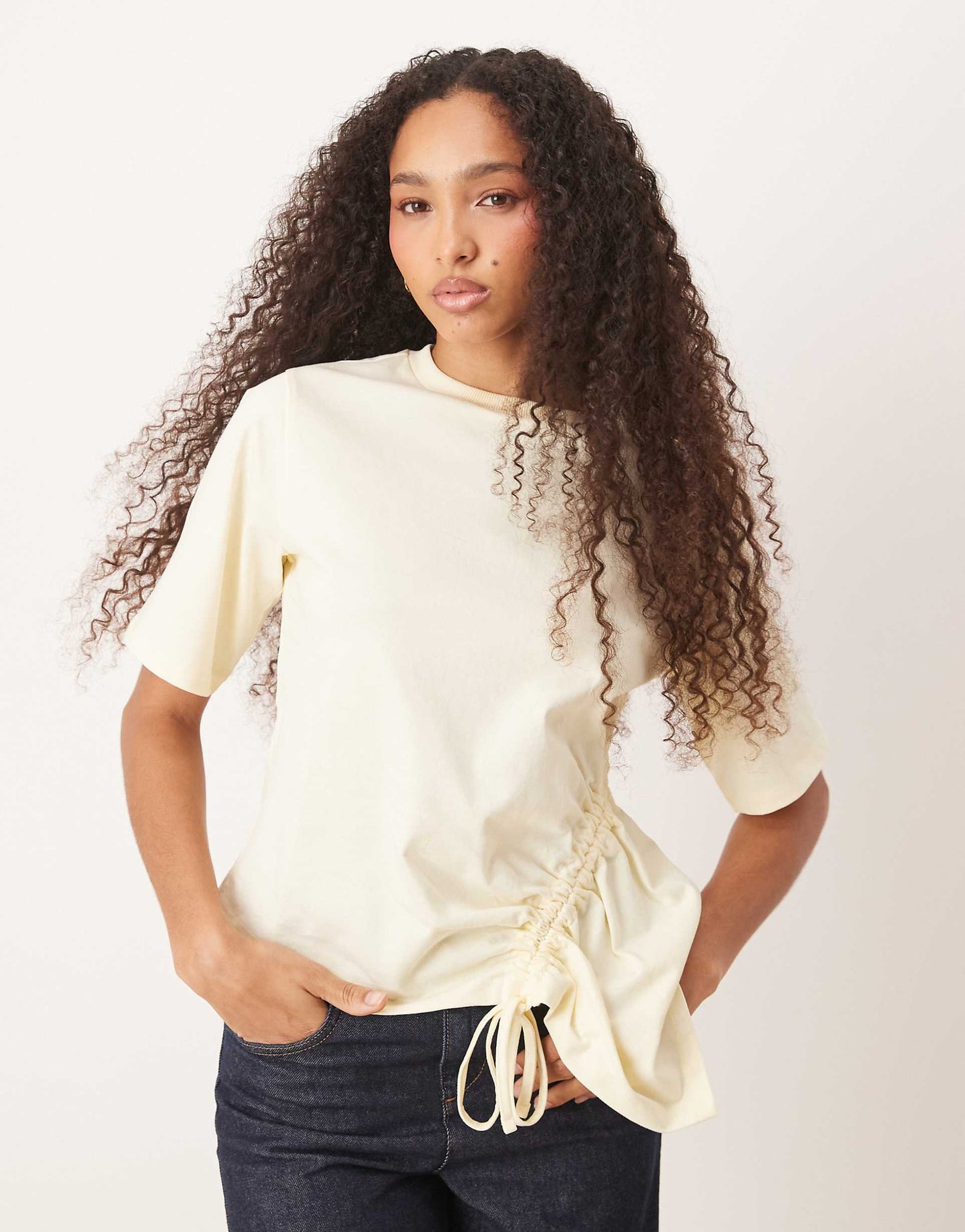 Oversized T Shirt With  Drawstring Godet Detail T Shirt