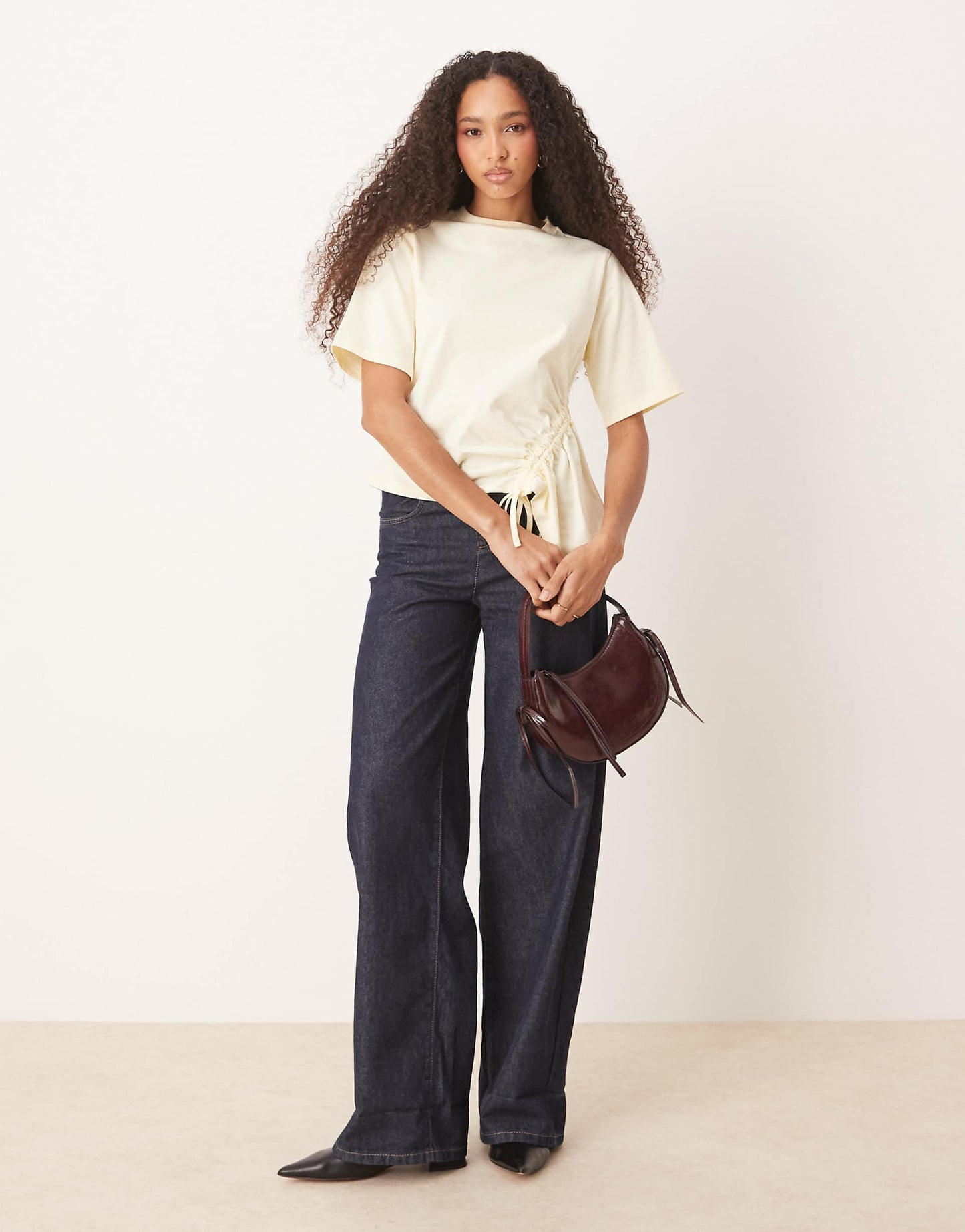 Oversized T Shirt With  Drawstring Godet Detail T Shirt