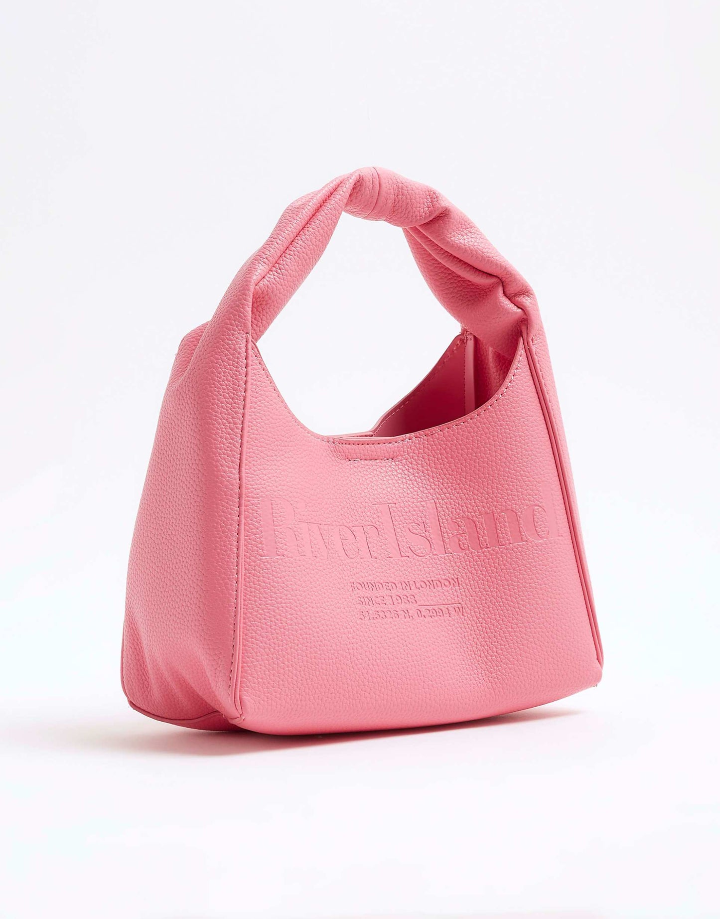 Faux Leather Debossed Ri Scoop Bag