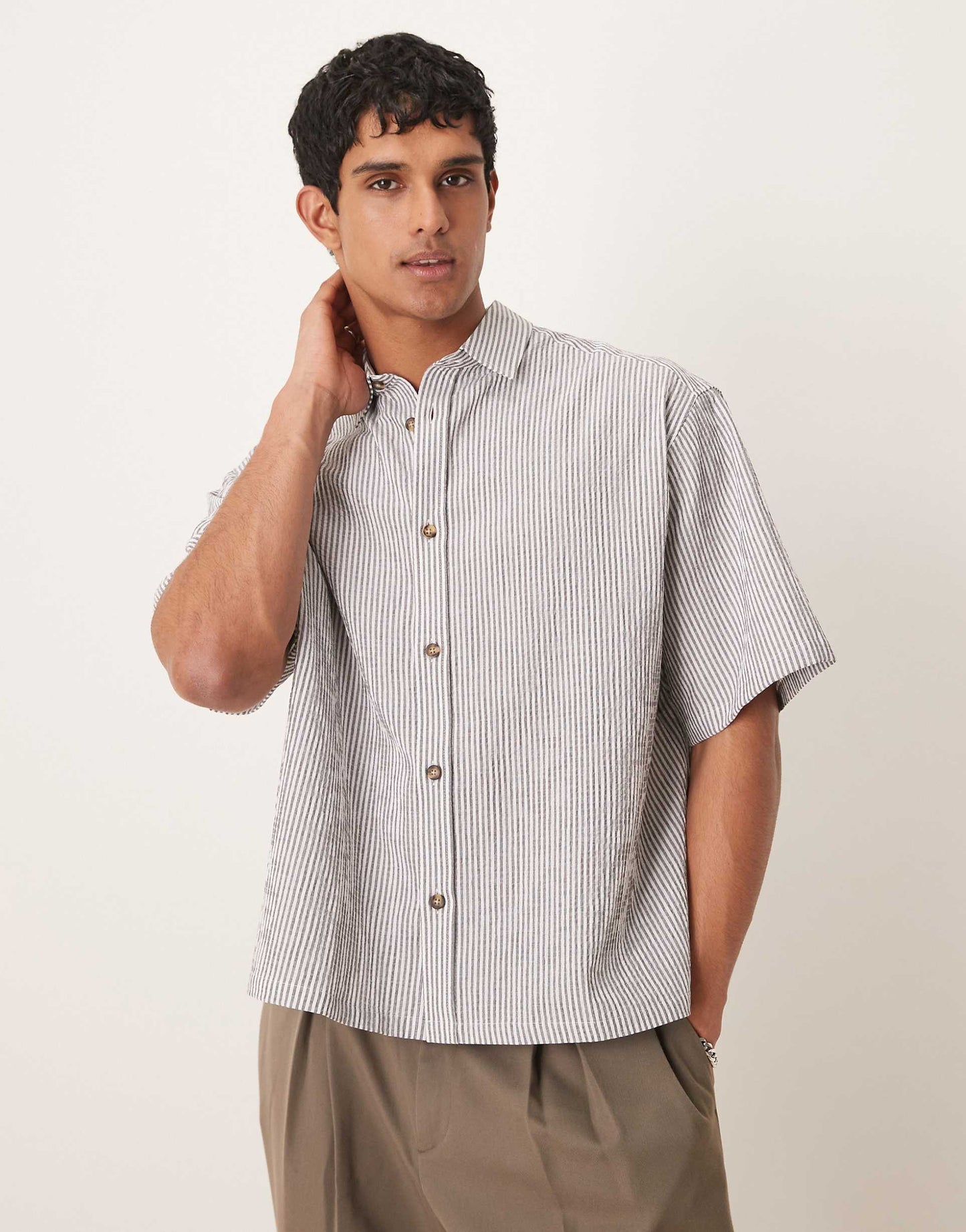 Boxy Oversized Seersucker Shirt