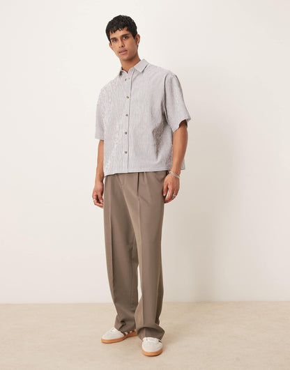 Boxy Oversized Seersucker Shirt