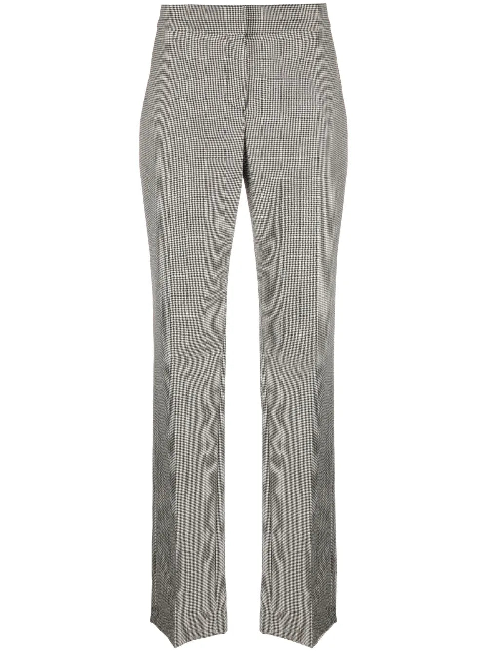 Houndstooth-Pattern High-Waisted Trousers