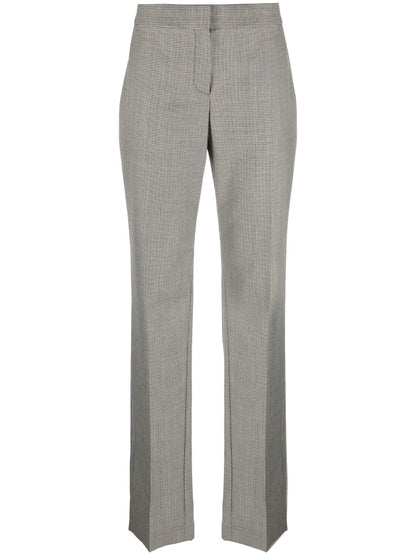 Houndstooth-Pattern High-Waisted Trousers